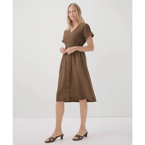 Women's Harvest Gingham Coastal Double Gauze Short Sleeve Dress 2XL